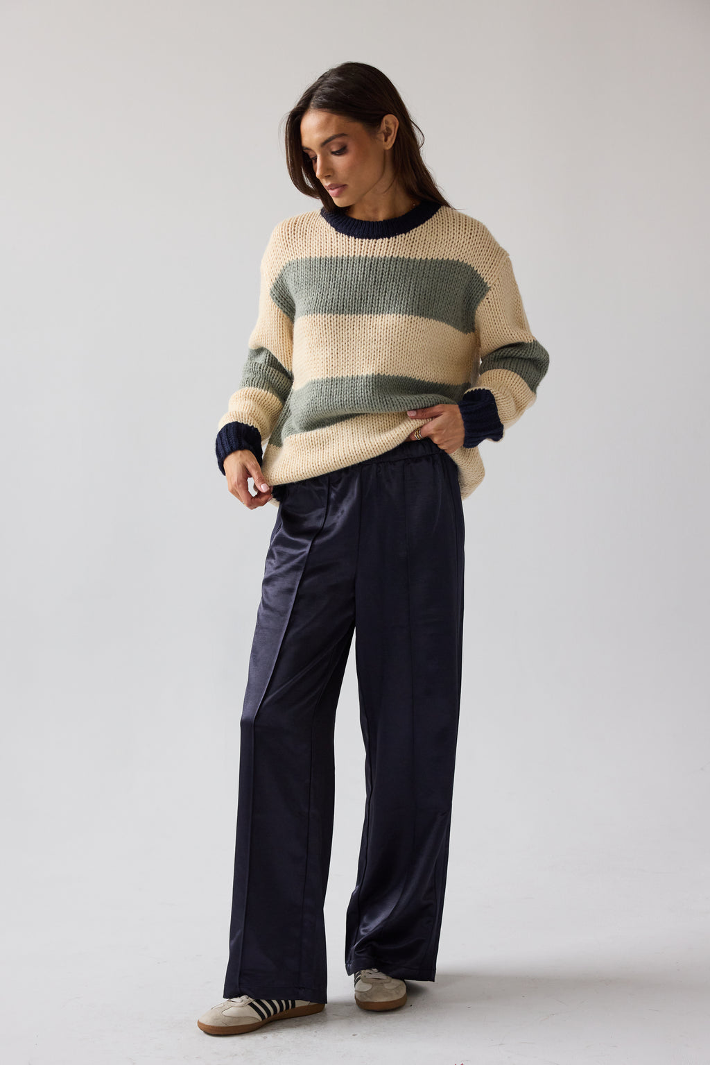 Jolene Striped Sweater in Navy - FINAL SALE Jolene Striped Sweater in Navy - FINAL SALE