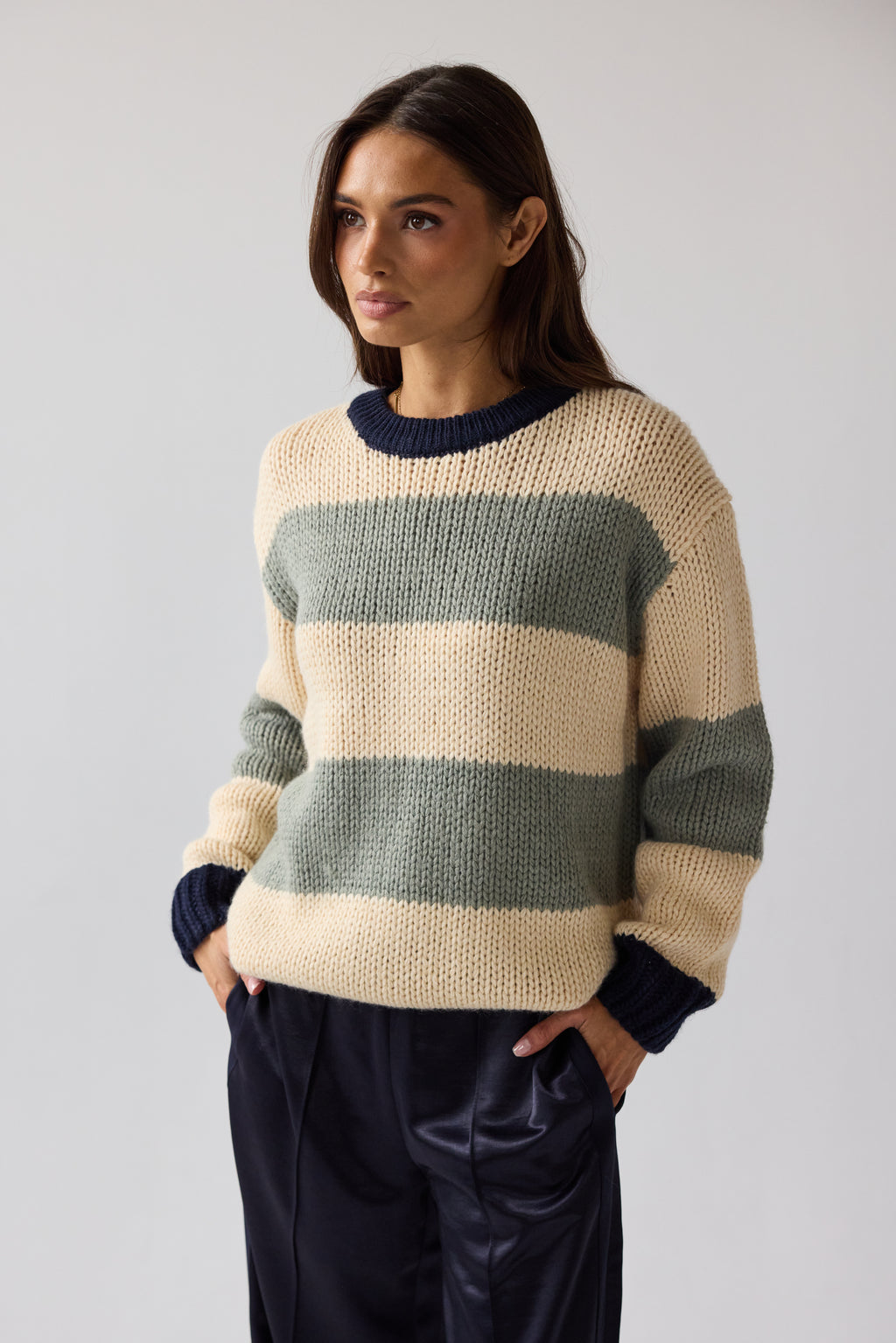 Jolene Striped Sweater in Navy