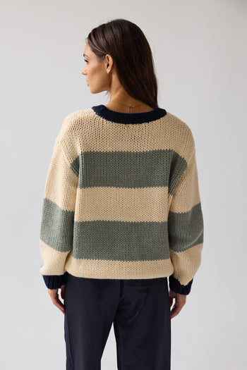 Jolene Striped Sweater in Navy