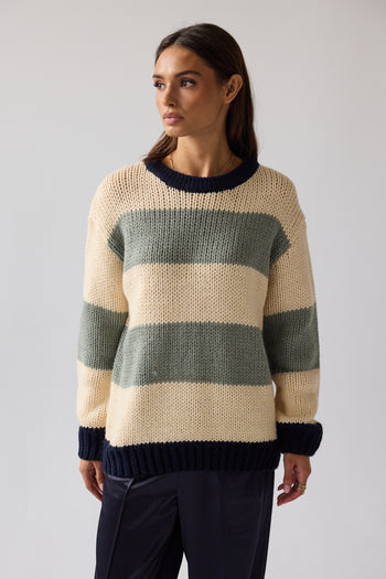 Jolene Striped Sweater in Navy
