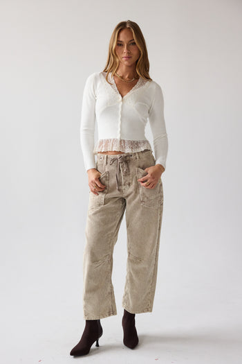 Angie Lace Trim Sweater in ivory