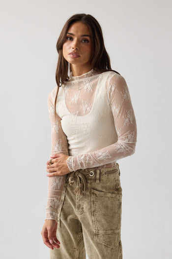 Drea Lace Layering Top in Cream