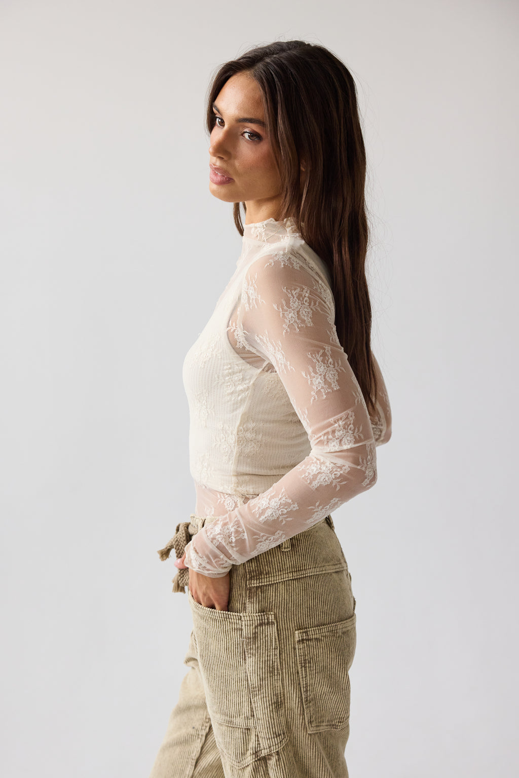 Drea Lace Layering Top in Cream