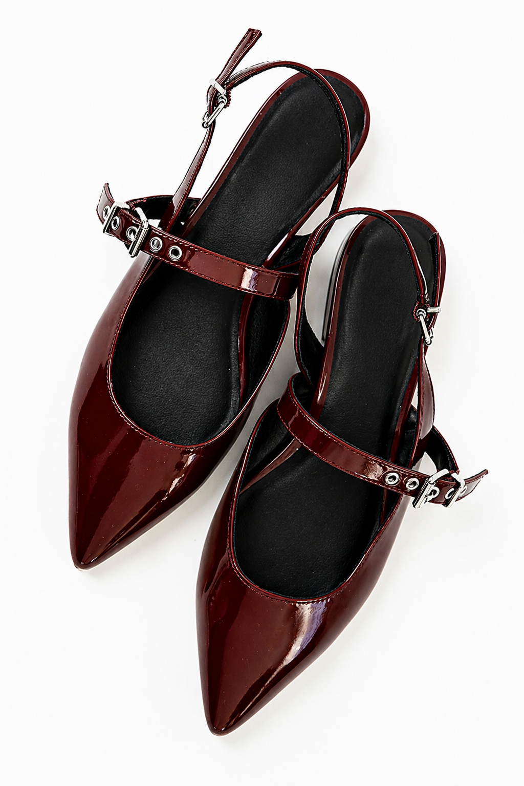 burgundy dress flats Burgundy leather ballet flats with heel