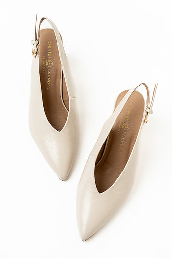 Candice Slingback Heels in Cream - FINAL SALE
