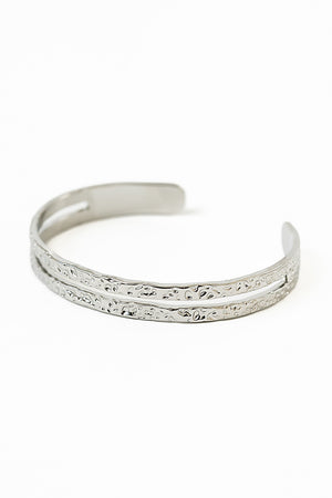 Nancy Textured Cuff in Silver