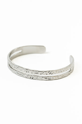 Nancy Textured Cuff in Silver