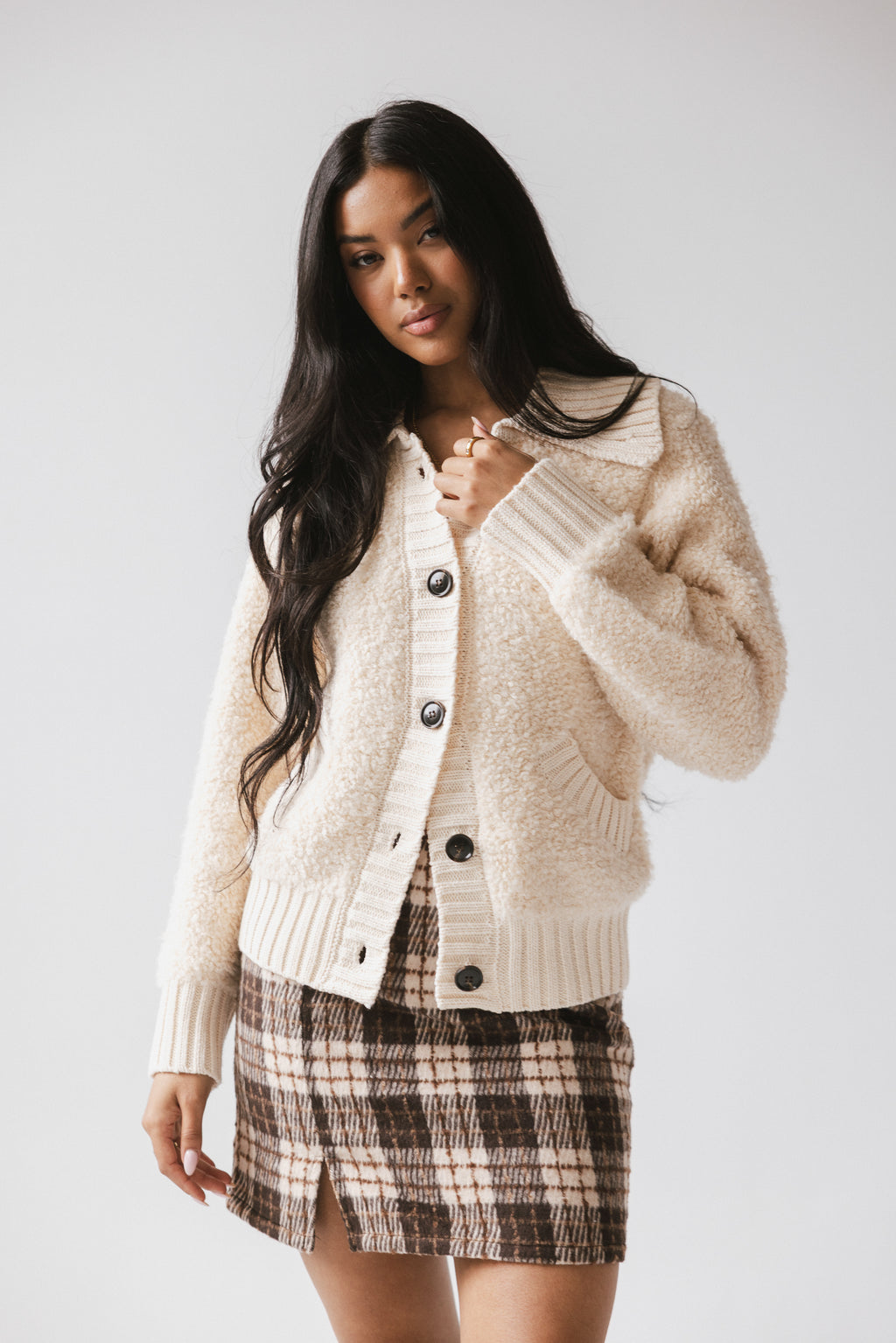 Jonah Collared Cardigan in Cream - FINAL SALE