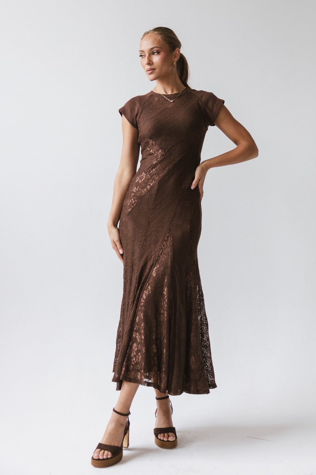 Kameron Lace Maxi Dress in Brown Kameron Lace Maxi Dress in Brown