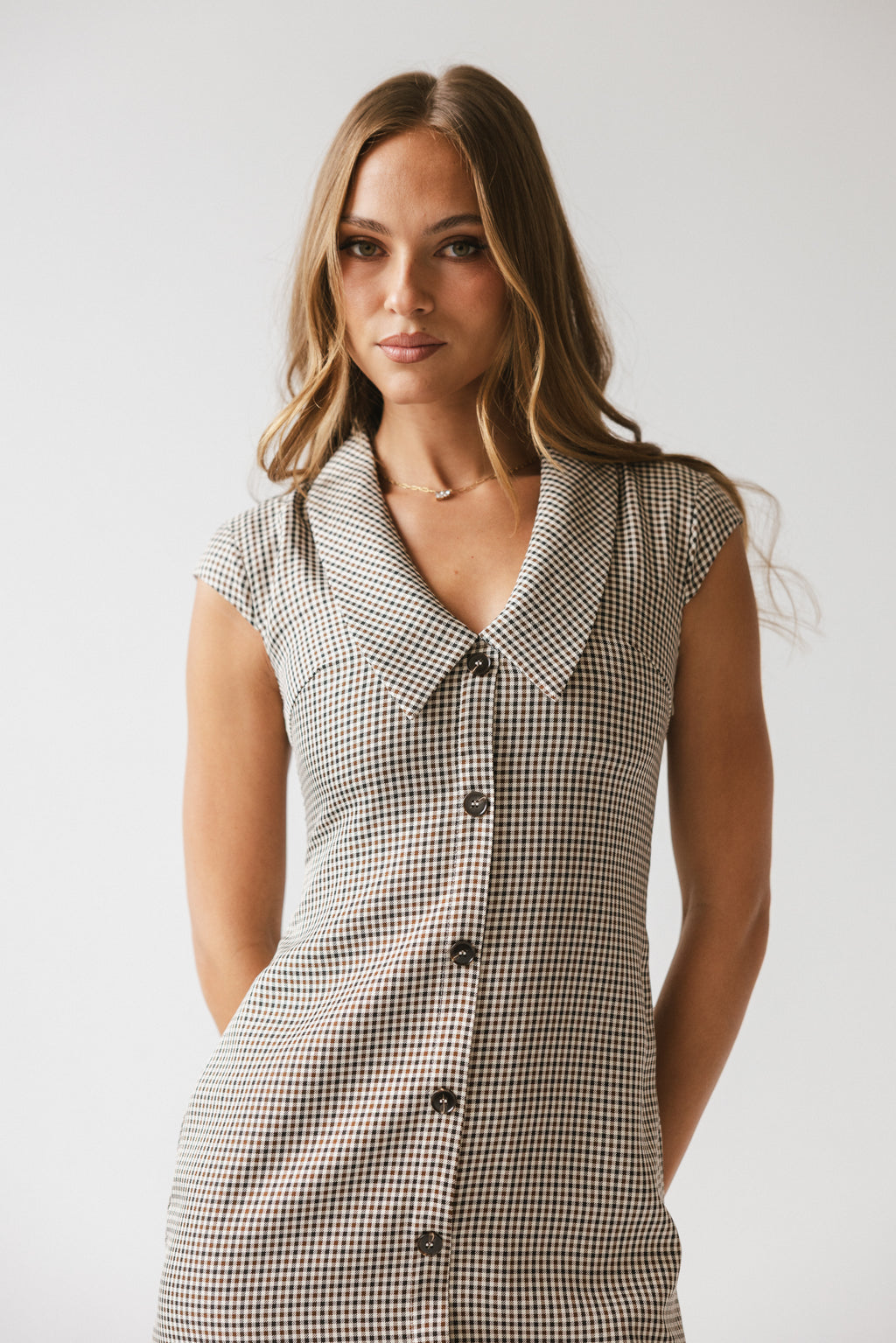 Mckenna Plaid Mini Dress in Burgundy