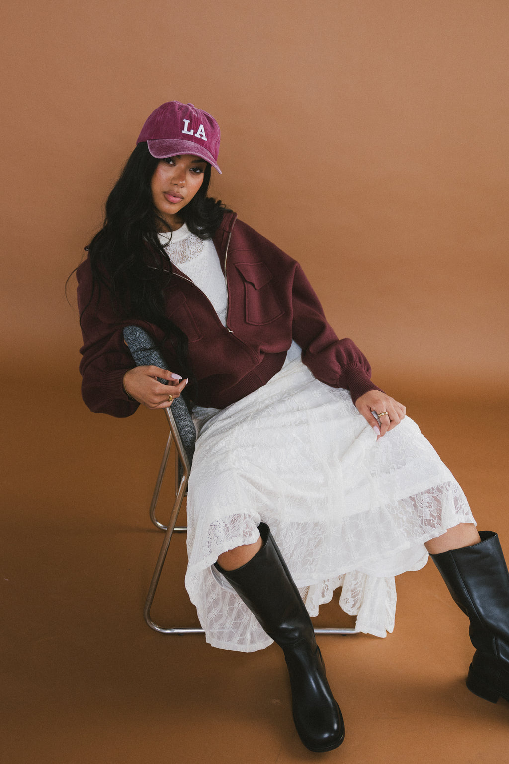 Markus Knit Bomber Jacket in Marsala - FINAL SALE