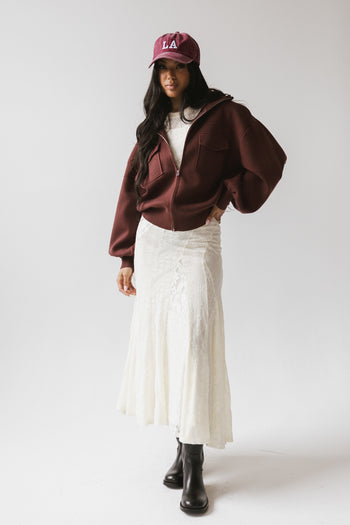 Markus Knit Bomber Jacket in Marsala - FINAL SALE