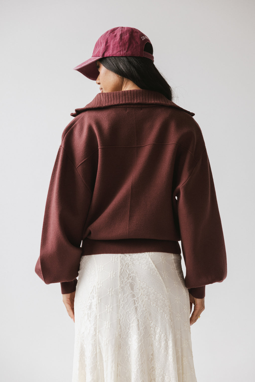Markus Knit Bomber Jacket in Marsala - FINAL SALE