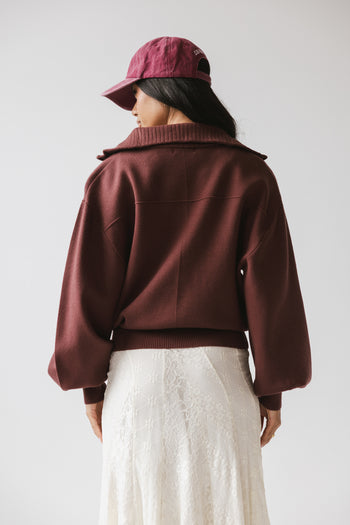 Markus Knit Bomber Jacket in Marsala - FINAL SALE