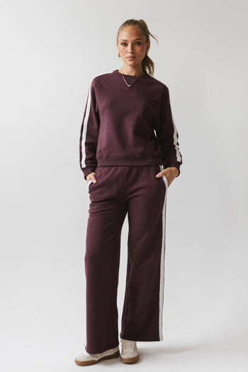 Mickey Wide Leg Jogger in Burgundy - FINAL SALE
