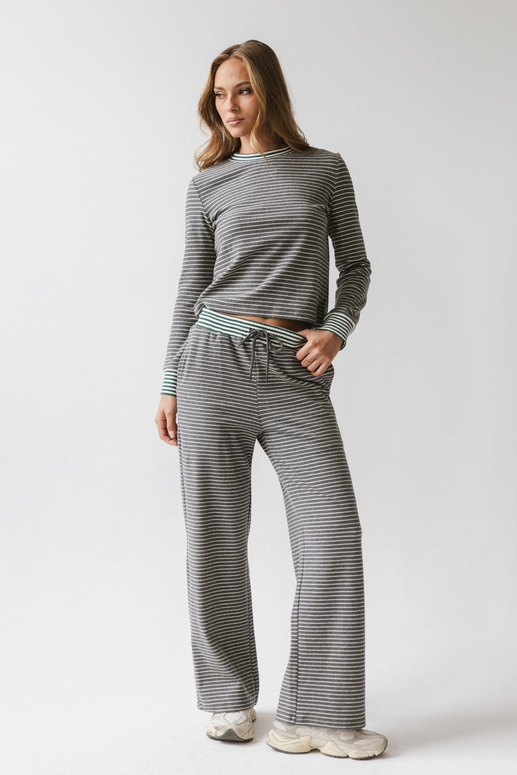 April Striped Top in Grey - FINAL SALE