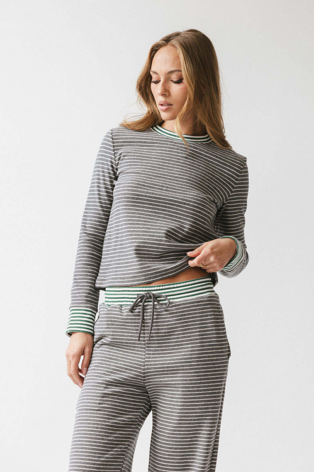April Striped Top in Grey - FINAL SALE