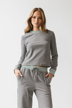 April Striped Top in Grey - FINAL SALE