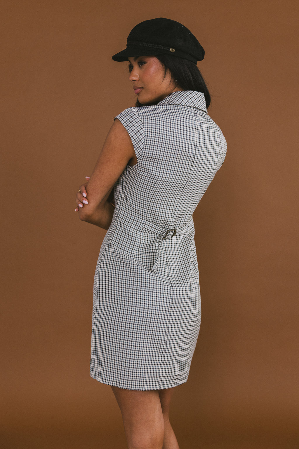 Mckenna Plaid Mini Dress in Grey