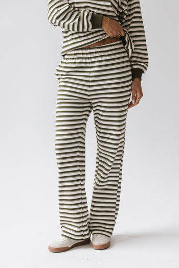 olive green striped pants