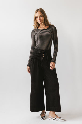 Kiya Striped Top in Charcoal - FINAL SALE