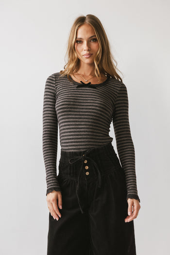 Kiya Striped Top in Charcoal - FINAL SALE