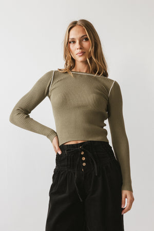 Russel Ribbed Sweater in Olive - FINAL SALE