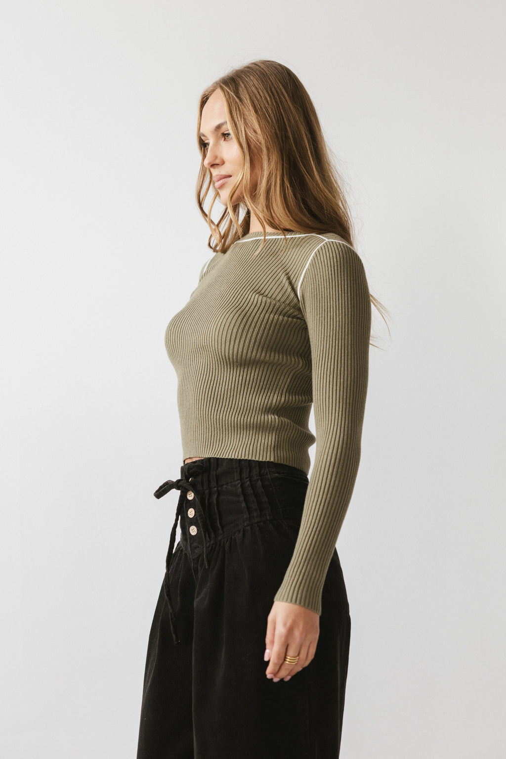 Russel Ribbed Sweater in Olive - FINAL SALE