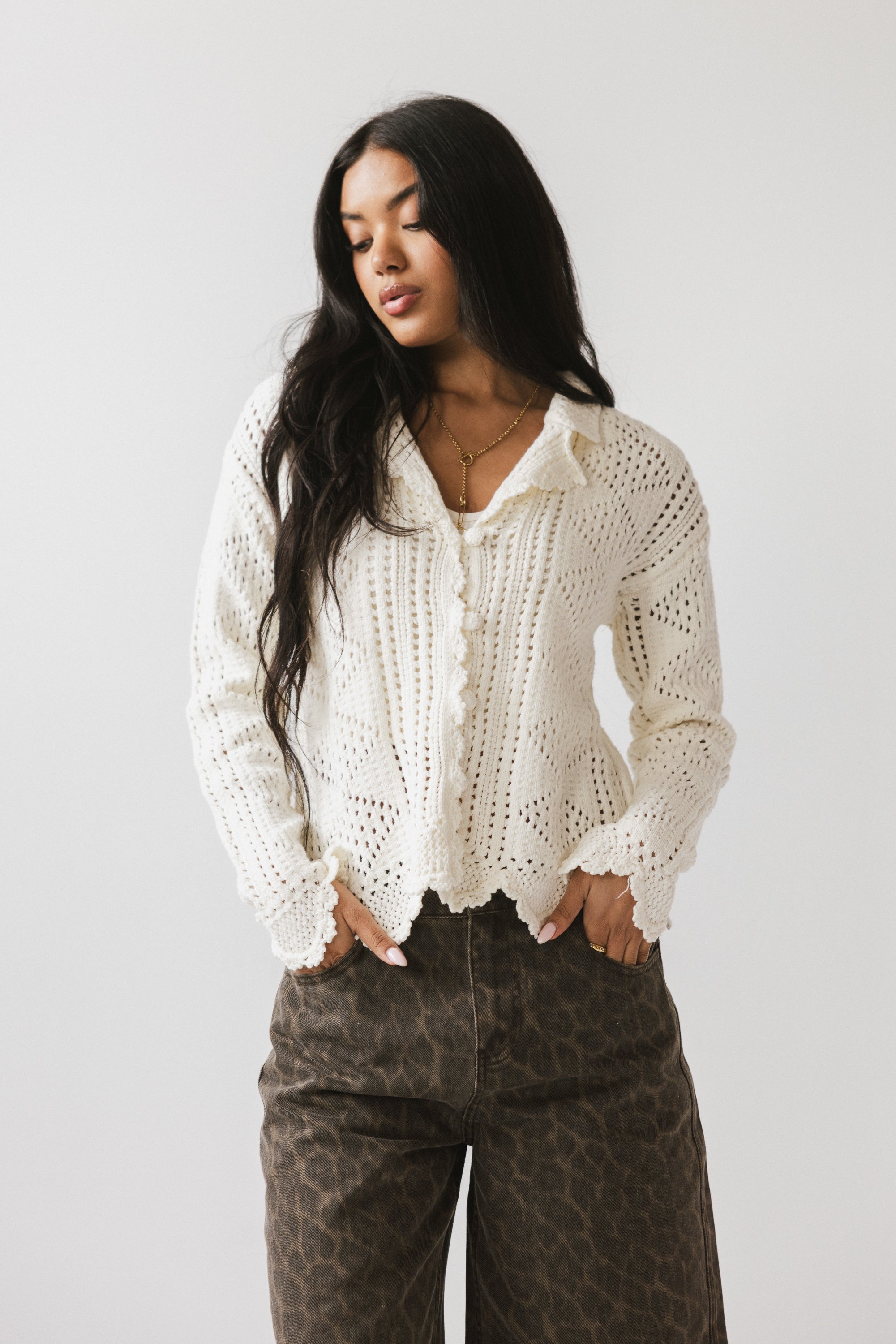 Mary Crochet Cardigan in Off White - FINAL SALE