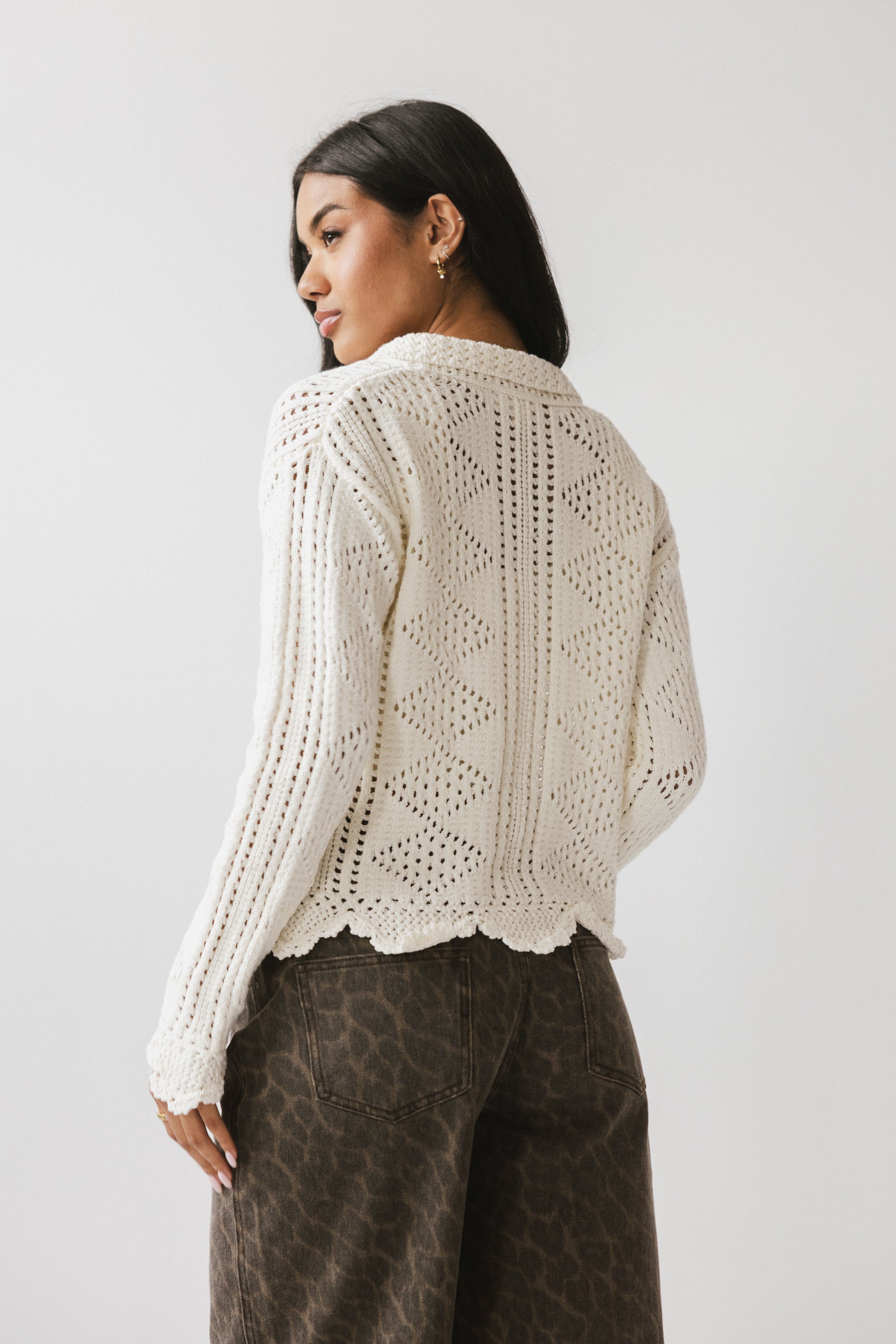 Mary Crochet Cardigan in Off White - FINAL SALE