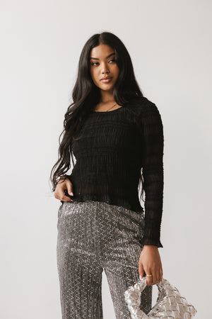 Opie Smocked Top in Black - FINAL SALE