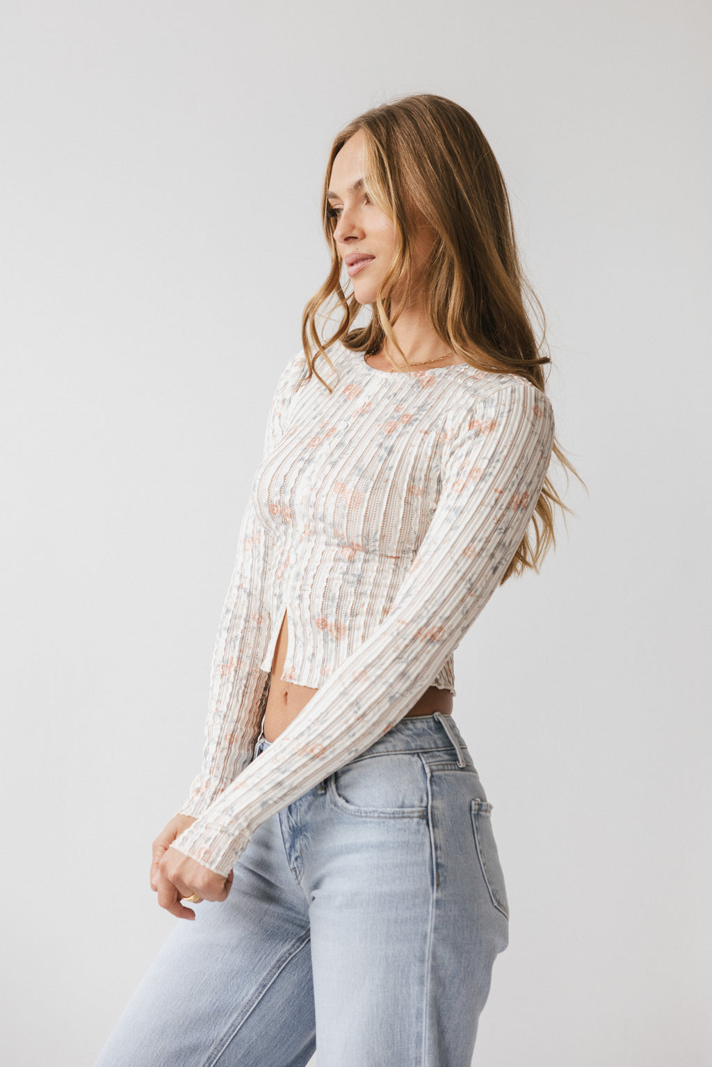 Reggie Floral Top in Peach