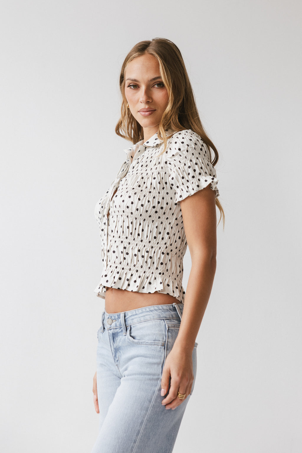 Kreyton Polka Dot Blouse in Cream - FINAL SALE