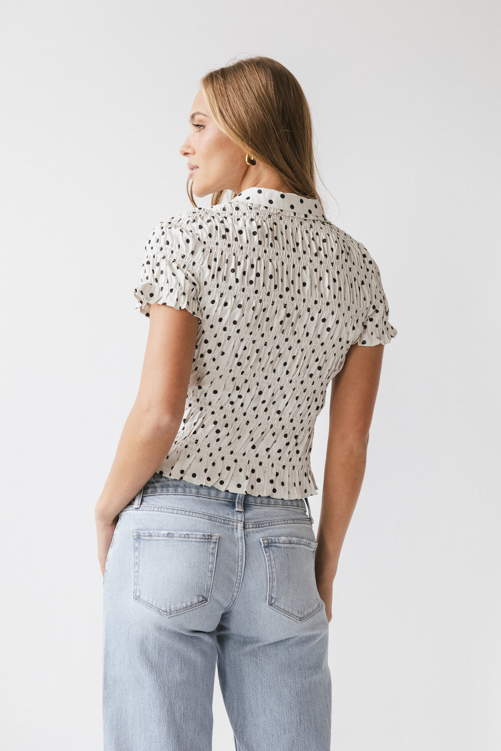 Kreyton Polka Dot Blouse in Cream - FINAL SALE