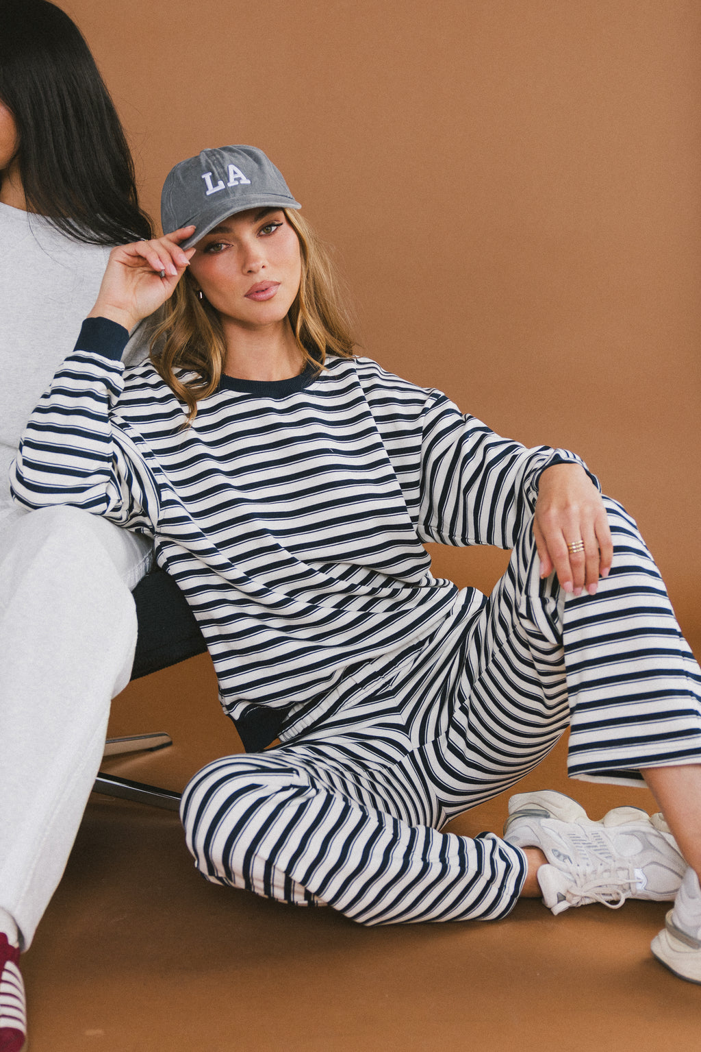 navy blue striped top