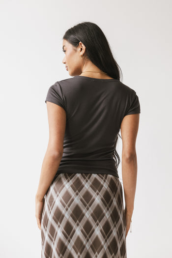 Paula Cowl Neck Top in Charcoal - FINAL SALE