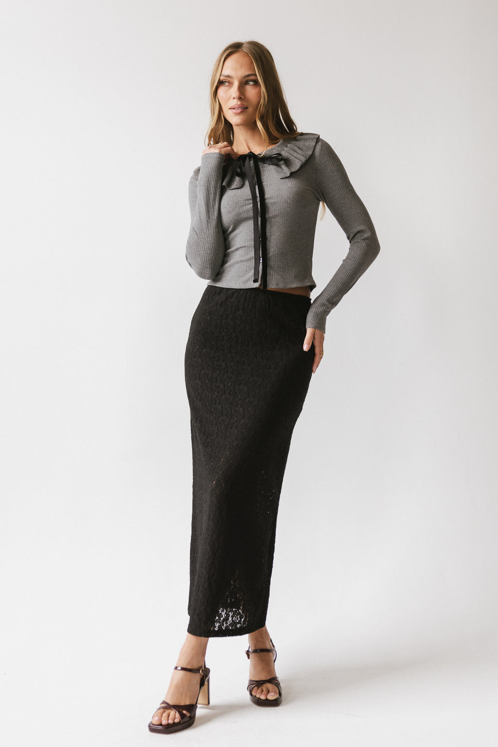 Gen Collared Top in Grey
