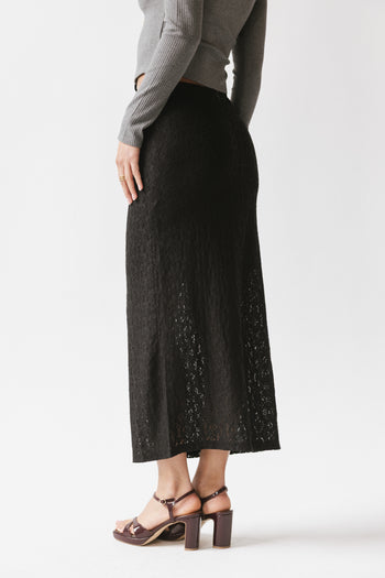 Jozette Lace Midi Skirt in Black