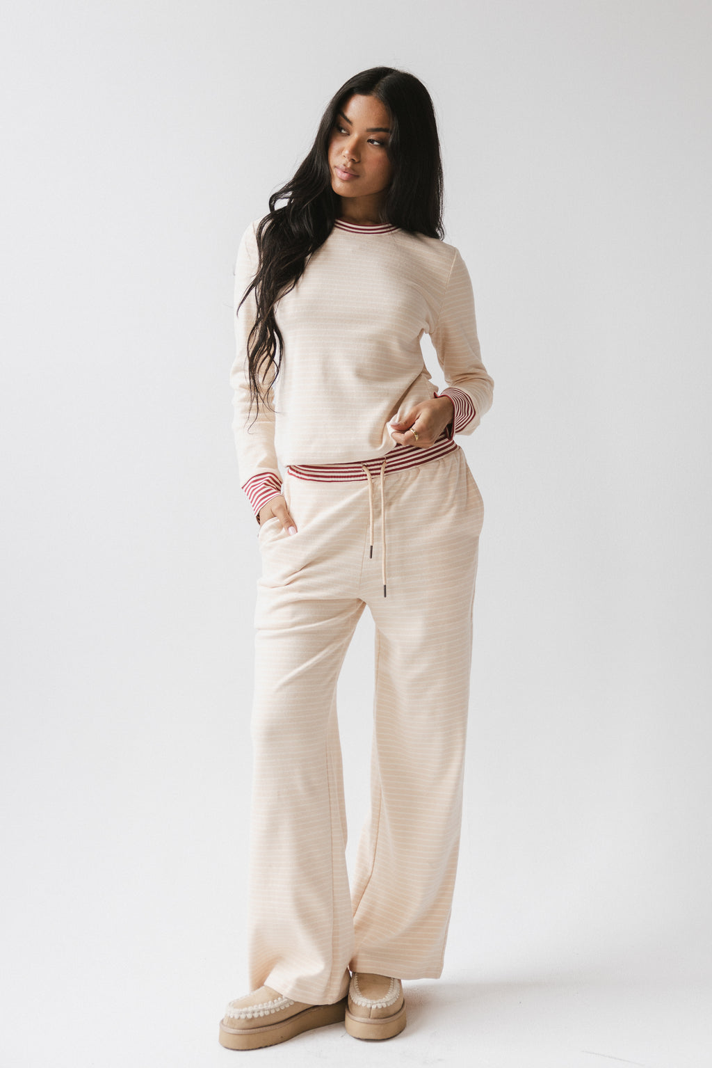 April Striped Pants in Beige