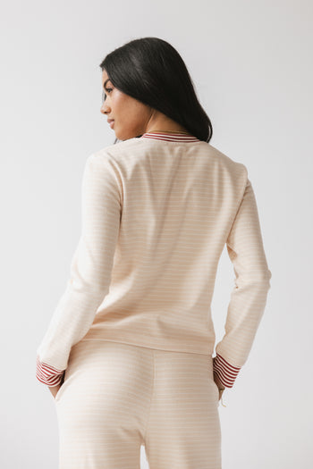 April Striped Top in Beige