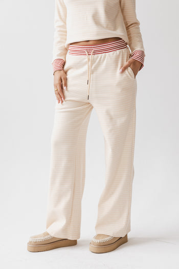 April Striped Pants in Beige