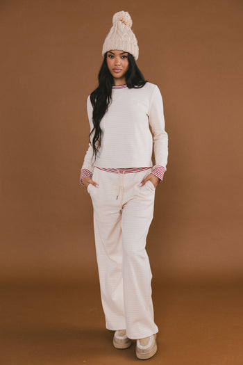 April Striped Pants in Beige