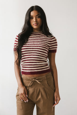 Mazie Fuzzy Sweater in Burgundy - FINAL SALE