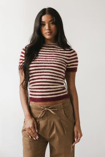 Mazie Fuzzy Sweater in Burgundy - FINAL SALE