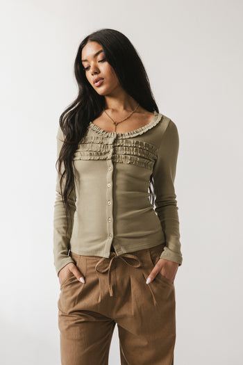 Mattie Ruffle Top in Olive - FINAL SALE