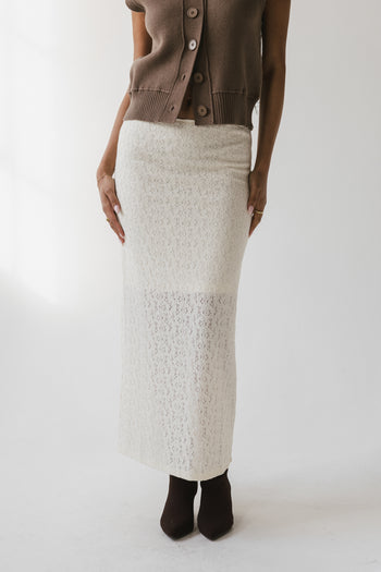 Jozette Lace Midi Skirt in Ivory