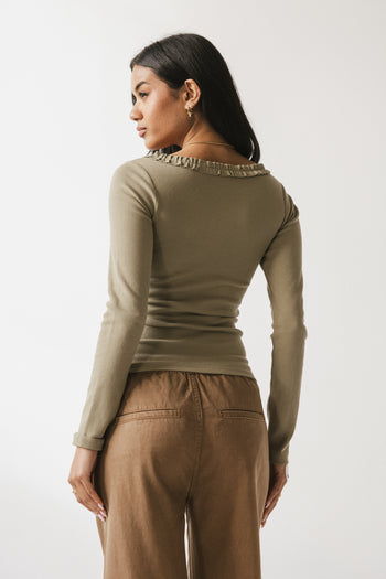 Mattie Ruffle Top in Olive - FINAL SALE