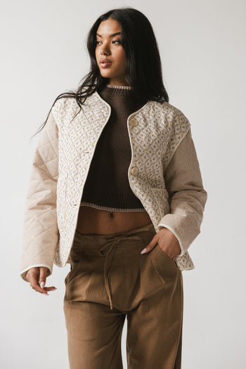 Lucas Quilted Jacket in Latte - FINAL SALE