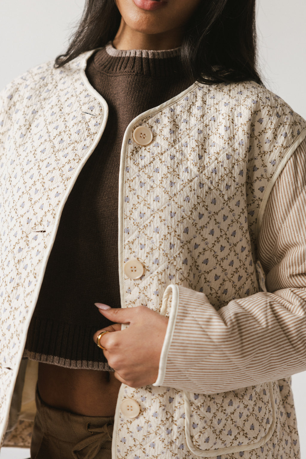 Lucas Quilted Jacket in Latte - FINAL SALE