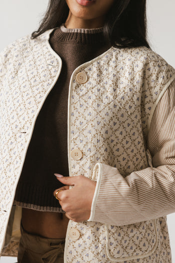 Lucas Quilted Jacket in Latte - FINAL SALE
